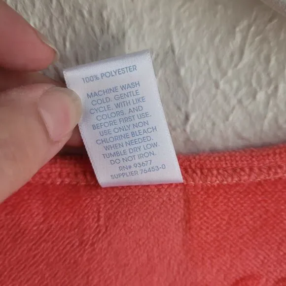 Womens ADONNA Terry cloth Zip Cover Up Robe L Coral Turtle Shells Print Pockets - Picture 7 of 13